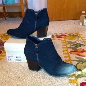 Style & Co Navy Suede ankle boot.